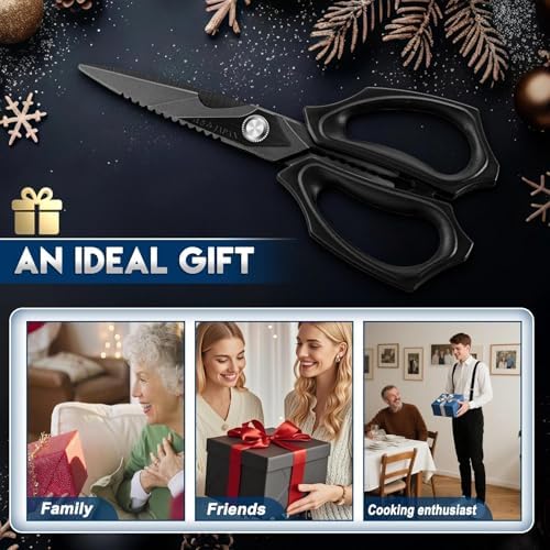 Purple Dragon Kitchen Scissors for Food - Heavy Duty Kitchen Shear Black