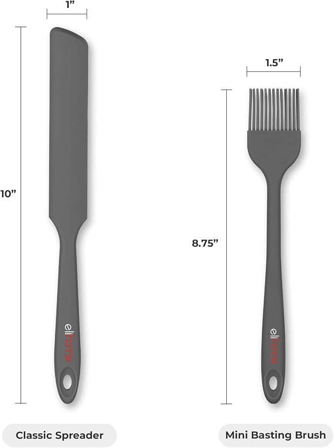Mini Silicone Basting Pastry Brush, Cooking Brush for Oil Sauce Butter Marinades, Food Brushes for BBQ Grill Kitchen Baking, Baster Brushes Pastries Cakes Meat Desserts, Food Grade, Dark Grey