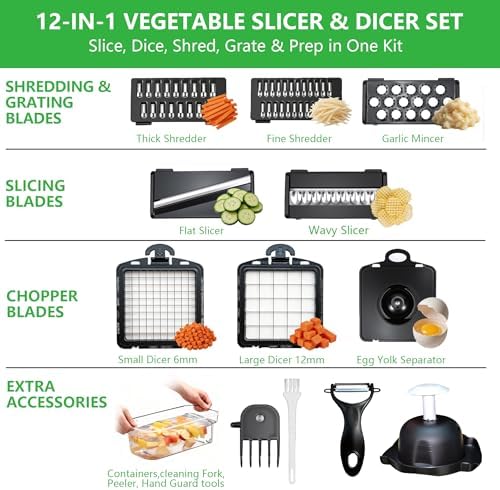 12-in-1 Veggie Chopper 8-Blade Dicer Slicer Grater
