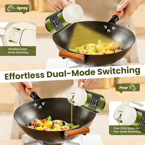 Oliver Oil Sprayer Dispenser for Cooking Bottle 16oz Green Glass BlackWhite
