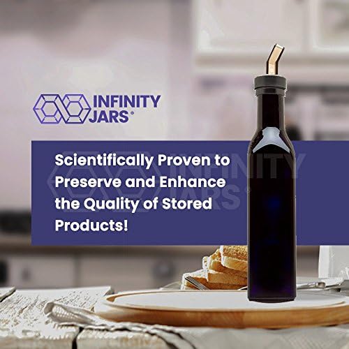 Infinity Jars Black Ultraviolet Square Glass Oil Bottle 250Ml (8.5 Fl oz) w/Plastic Pour Spout, Airtight Round Refill Vinegar Cruet Cooking Oil Dispenser Bottle, Olive Oil Bottle for Kitchen 3-Pack