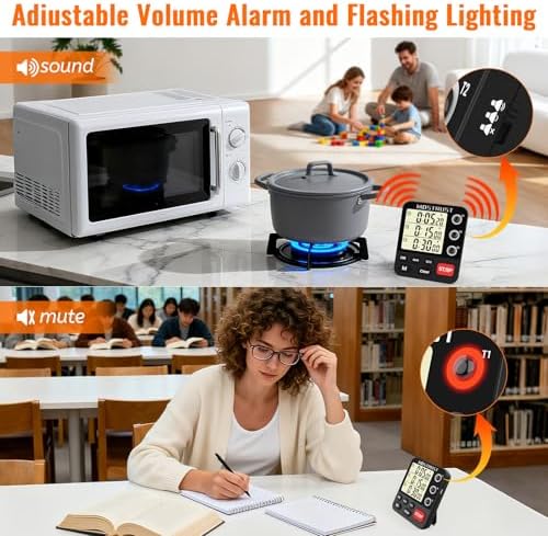 Digital Dual Kitchen Timer, Multiple Channels Countdown Timer