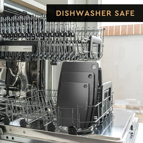 Dishwasher Safe Cutting Boards for Kitchen - Extra Large Composite Wood Cutting Boards - Thin, BPA Free & Eco-Friendly Chopping Board (18 x 12 Inch, Slate Black)