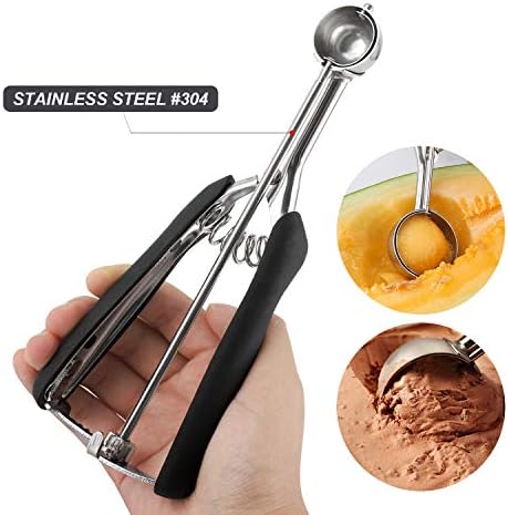 Small Cookie Scoop Set - 2 PCS Include 1 tsp / 2 tsp Cookie Dough Scoop, Cookies Scoops for Baking, Made of 18/8 Stainless Steel, Good Soft Grips, Quick Trigger Release