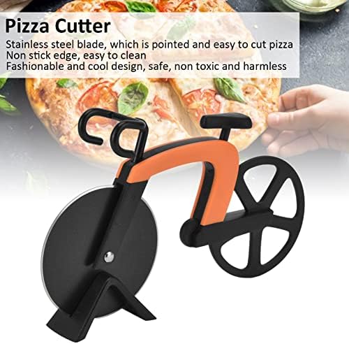 Bicycle Pizza Cutter, Pizza Slicer Pizza Cutter Wheel with a Stand Cool Pizza Cutters Tool(Orange)