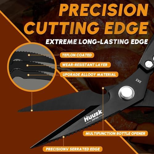 HUUSK Kitchen Scissors for Food, Multifunction Kitchen Shears Heavy Duty
