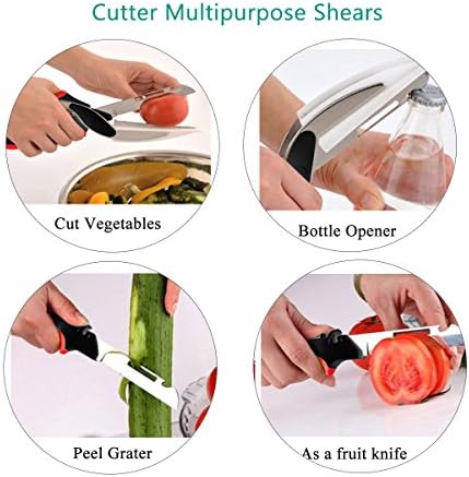 Vegetable Scissors and Food Cutter - Kitchen Shears With Cutting Board, Quick Slicer, Chopper for Meat and Vegetables