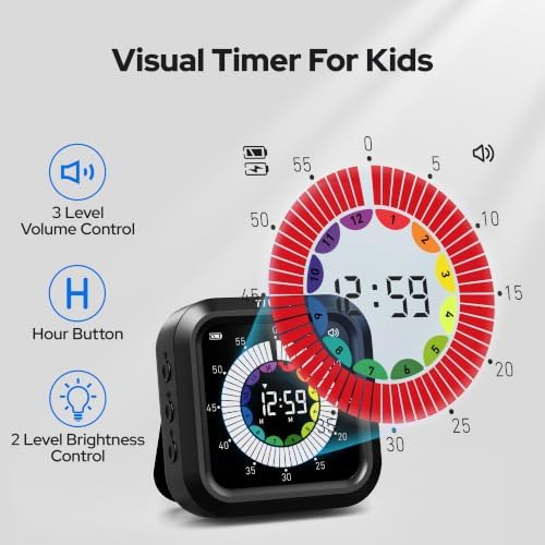 Visual Timer for Kids with Color Display Kitchen Timer 1500mAh Battery