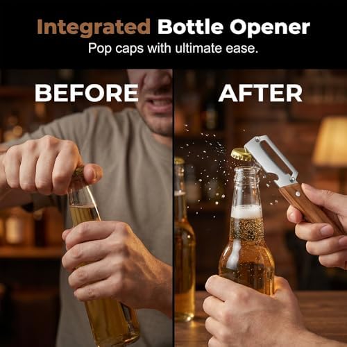 3 PCS Multifunctional Vegetable Peelers for Kitchen, Sharp Stainless Steel Peeler and Bottle Opener with Wooden Handle, Vegetable & Fruit Peeler for Cucumber Potato Zucchini Orange