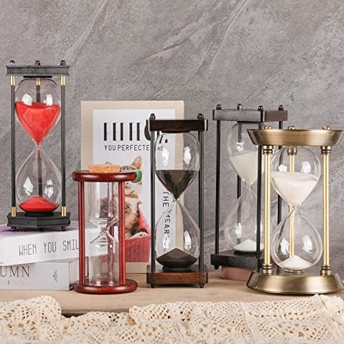 AKAKA MUNING 60 Minute Hourglass Sand Timer Metal Frame Bronze, Black Sand
