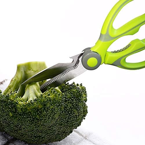 Kitchen Shears, Premium Heavy Duty Shears Ultra Sharp Stainless Steel Multi-function Kitchen Scissors for Chicken/Poultry/Fish/Meat/Vegetables/Herbs/BBQ… (Light Green) (Pack of 2)