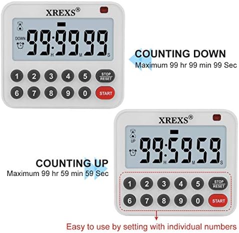 XREXS Digital Kitchen Timer Magnetic Countdown Up Cooking Loud Alarm