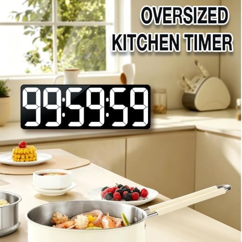 17.2" Large Digital Timer Wall Clock with Remote Control, Count Down Up Digital Timer, Auto DST LED Big Digital Clock for Bedroom Kitchen Living Room Office Gym Home Decor, White