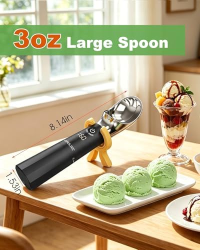 MYMULIKE Heated Ice Cream Scoop Rechargeable, Electric Ice Cream Scooper with 3 Temp Settings (120-160°F), IP67 Waterproof, 3oz Larger Icecream Scoop for Hard Gelato & Cookie Dough