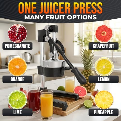 Cast Iron Juicer Hand Press, Heavy-Duty Squeezer (Black)