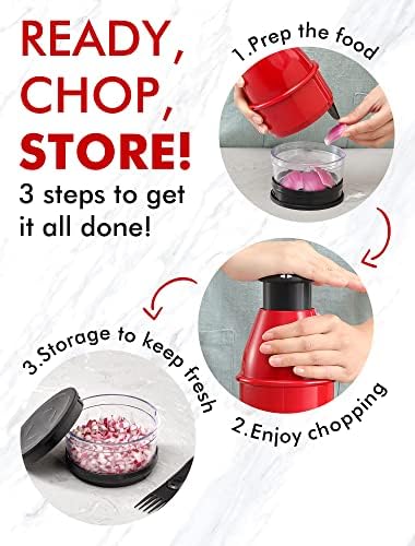 Geedel Food Chopper Vegetable Cutter, Easy to Clean Manual Veggie Onion Garlic Nut Chopper Dicer, Dishwasher Safe Vegetable Chopper with Container for Onions Nuts Garlic Veggies Salads