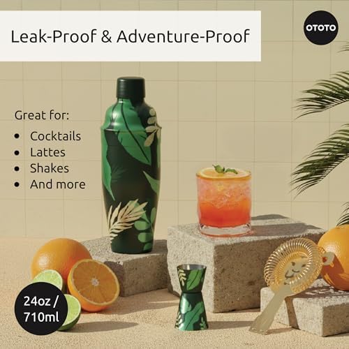 NEW OTOTO Cocktail Shaker Set - Bartender Kit with Lion Cap, Bar Cart, Bar Accessories, Drink Shaker, Cocktail Shaker with Strainer, Unique Gift Set, Kitchen Set, Kitchen Gadgets (Sip Safari)