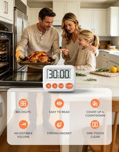 2 Pack Digital Timer for Classroom & Kitchen, Large LCD Countdown Timer
