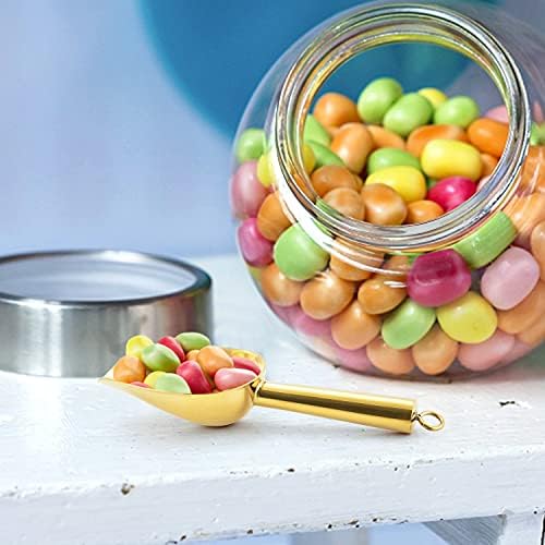 E-far Mini Ice Scoop Set of 4, 3 Ounce Gold Stainless Steel Utility Scoops
