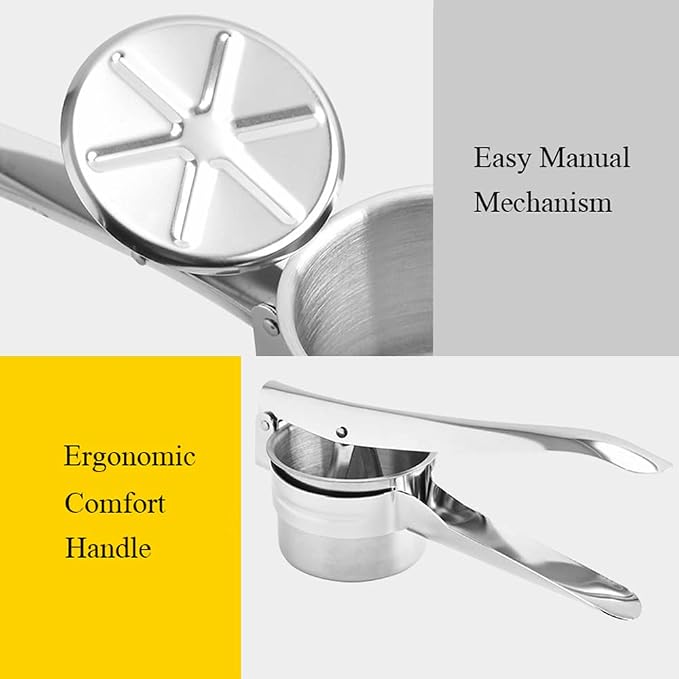Large Stainless Steel Potato Ricer, 3 Interchangeable Discs for Fine, Medium, and Coarse, Heavy Duty Potato Masher and Ricer Kitchen Tool，Press and Mash For Perfect Mashed Potatoes