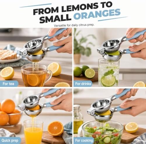 Heavy-Duty Stainless Steel Lemon Squeezer, Effortless Citrus Juicing with Ergonomic Handles, Ideal for Home Kitchens & Bar Use，2pcs