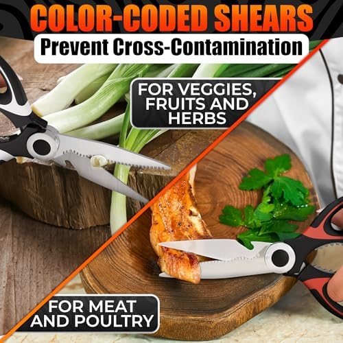 2 Pcs Kitchen Scissors All Purpose Heavy Duty, 5-in-1