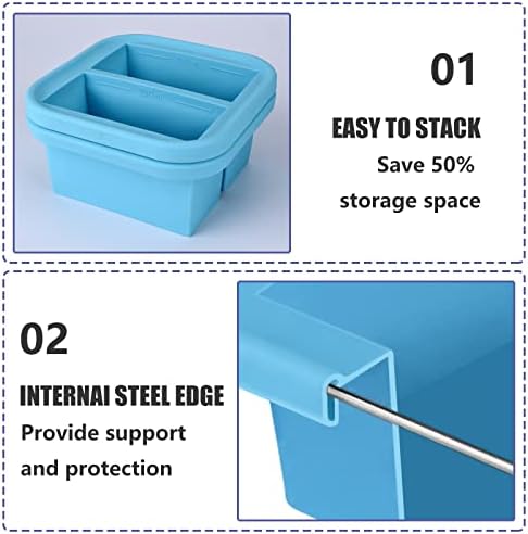 1-Cup Silicone Freezer Tray with Lid 2 pack Soup freezer molds Food Freezing Container Make 4 Perfect Soups, Broths, Stews, Sauces, Curries
