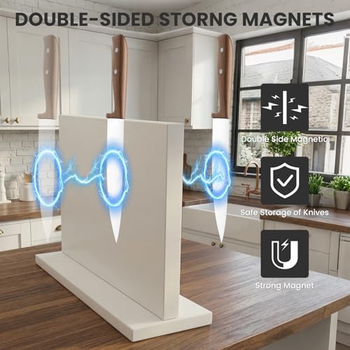 THMINS White Magnetic Knife Holder, Double-Sided Magnetic Knife Block