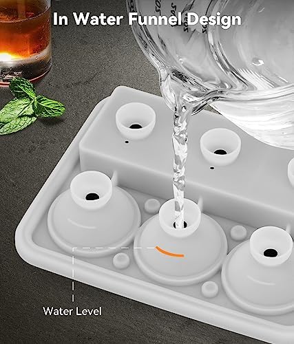 Ice Cube Tray with Lid, Silicone Ice Molds with Round, Square, Diamond, Rose, Large Ice Cube Mold for Whiskey, Bourbon, Cocktails, Easy Release BPA Free, Set of 2 (Pack of 2)