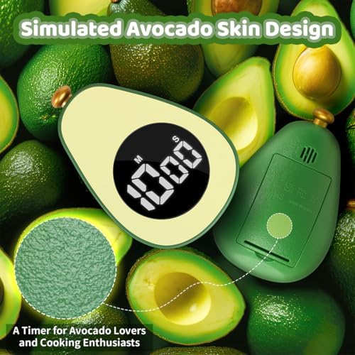 Avocado Digital Countdown Timer, Adjustable Volume Cute Kitchen Timer