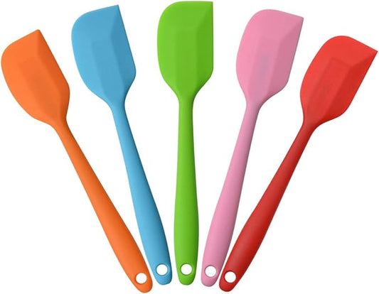 Silicone Spatulas, Small Rubber Spatula With Solid Stainless Steel Core One Piece Design Heat Resistant Non-Stick Flexible Scrapers for Mixing Cooking Baking（5 piece）