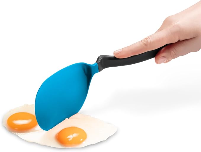 Dreamfarm Chopula Non-Stick-Safe Super-Flexible Sit-Up Spatula with Strong Flat Edge to Separate Food - 12" Classic Blue | Non-stick cookware safe, heat resistant, thin, flexible flipper, turner and food chopper with sit-up, no-mess handle, 12"