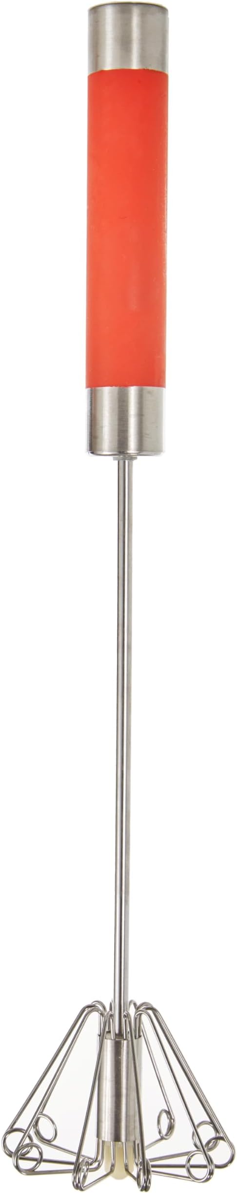 BergHOFF Essentials Stainless Steel 14" Miracle Whisk, Rotate Balloon Head, Soft-touch Handle, Beating Eggs, Dough, Mixing, Stirring, Red