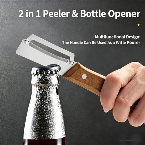 Stainless Steel Vegetable Potato Peeler with Wooden Handle, Manual Fruit & Vegetable Peeler for Carrots, Apples, Cucumbers and Kitchen Meal Prep 2PCS/SET