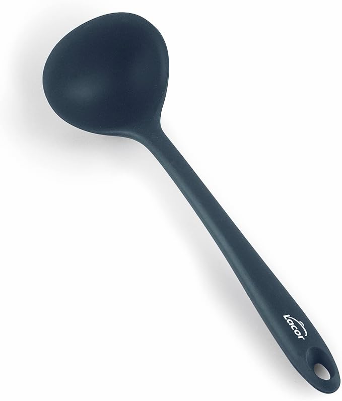 Lacor - 64466 - Grey Bowl, Serving Bucket, Silicone Bowl, Kitchen Utensils, Ergonomic Handle, Non-Stick Coating, high Temperature Resistant, Dishwasher Safe, Length 29 cm