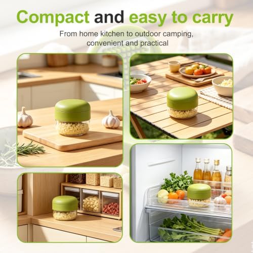 Mini Garlic Chopper and Press with Container，2026 New Manual Garlic Twister Masher and Crusher，Garlic Press Stainless Steel for Kitchen Cooking and Food Prep (3)