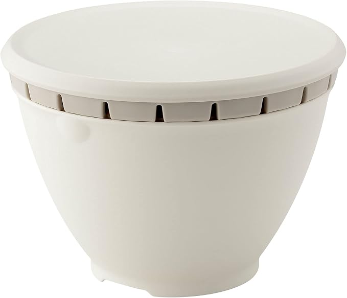 Risu Colander Bowl Set, Bowl Colander with Lid, Large, White, 8.7 inches (22 cm), Liberalista, Microwave Safe, Made in Japan
