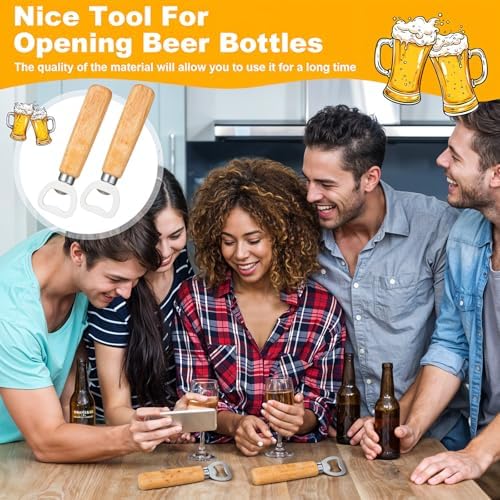 20 Pcs Stainless Steel Bottle Opener Bartender Wood Beer Opener Cider Wine Openers with Wooden Handle Engraved Gift Set for Wedding Party Home Kitchen Bar Restaurant