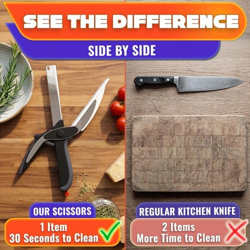 2 in 1 Kitchen Scissors for Food with Knife Sharpener (Grey)