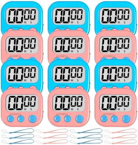ZILLEEN Classroom Timer for Kids Teachers 12 Pack Digital Timers Blue Pk