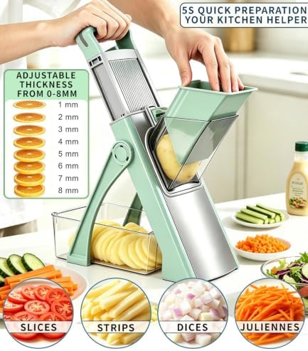 Safe Mandoline Slicer for Kitchen, Multi-Function Vegetable Chopper