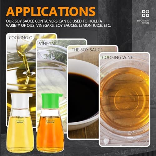 2Pcs Oil Vinegar Dispenser Set Glass Oil and Vinegar Dispenser Clear Oil Dispensing Bottles Seasoning Bottle for Kitchen Cooking Barbecue Supply (White&Green)