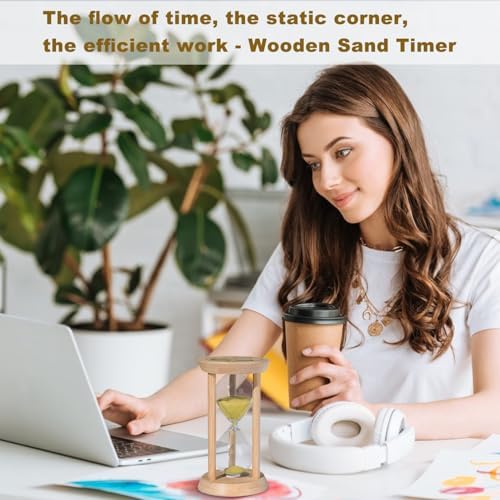 SuLiao Wooden Sand Timer 30 Minute Hourglass, Beech Gold Sand Clock, Small Watch 30 Min Timer, Reloj De Arenai, Hour Glass Sandglass for Home, Office, Decorative, Game, Classroom