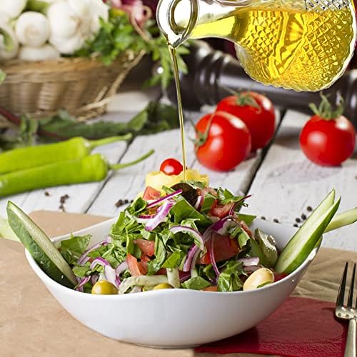 Frcctre 4 Pack Glass Oil and Vinegar Cruets Bottles, 13.5 Ounce Glass Olive Oil Dispenser Bottle with Handle and Cork, Soy Sauce Salad Dressing Syrup Liquid Dispenser for Kitchen