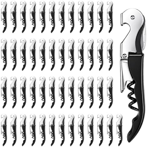 50 Pack Black Wine Key Corkscrew, Stainless Steel Waiter's Opener