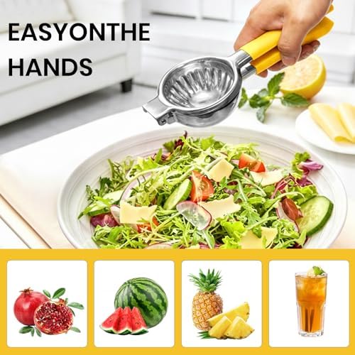 Stainless Steel Lemon Squeezer,Large Manual Citrus Juicer,Free Brush