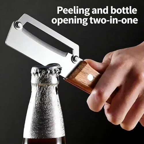 Vegetable Peeler Zero Snag Wooden Peeler, Stainless Steel Kitchen Peeler with Open Blade, No Clog Smooth Peeling, Fruit and Vegetable Peeler with Wooden Handle (1 Pc)