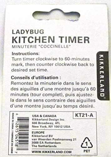 Kikkerland Ladybug Kitchen Timer, Red (KT21-A), 5.7 x 5.7 x 4.4 cm