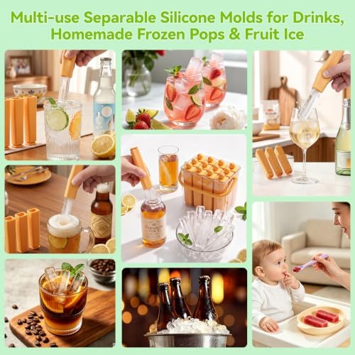 12 Individual Lidded Silicone Ice Cube Trays, Easy Release