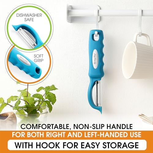 Spring Chef Stainless Steel Swivel Peeler & 4 Sided Handheld Box Grater, XL Size - 2 Product Bundle - Teal